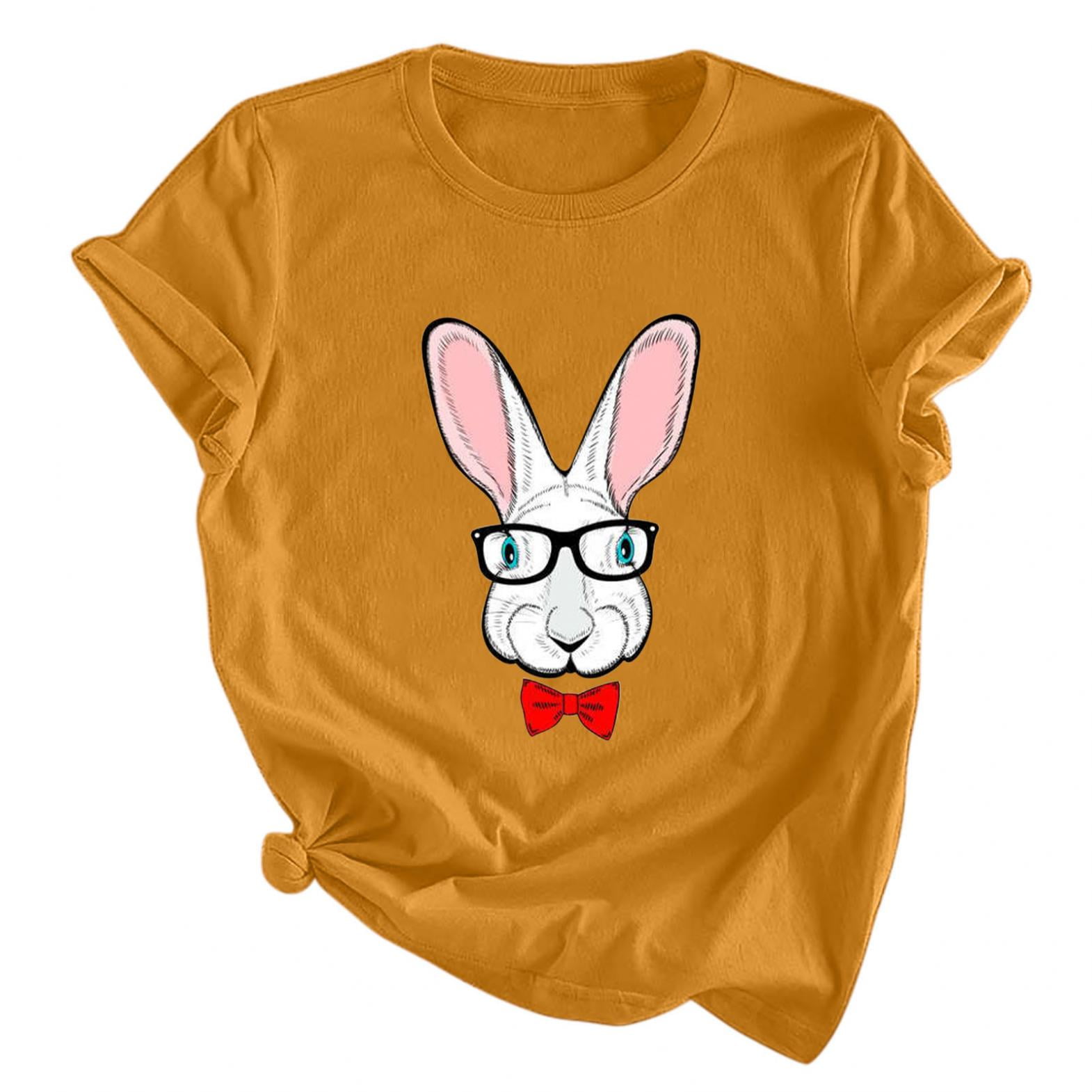 Mchoice Easter Bad Bunny Shirt Leopard Glasses T Shirts Womens Cute Funny  Rabbit Graphic Tees Easter Gift Shirts Short Sleeve Casual Tops,Gifts for  Women on Clearance 
