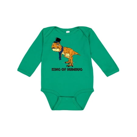 

Inktastic King of Humbug Orange Tyrannosaurus Rex in Top Hat and Scarf Gift Baby Boy or Baby Girl Long Sleeve Bodysuit