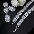 thumbnail image 6 of Luxury CZ Lady Necklace Earrings Ring Bracelet Wedding Silver Plated Jewelry Set, 6 of 7