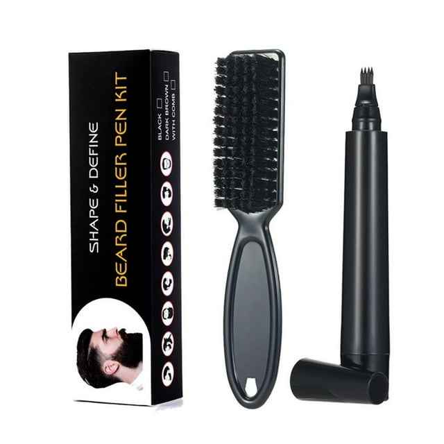 VONKY Stylo de Remplissage de Barbe pour Hommes Stylo de Remplissage de Barbe Professionnel Crayon de Remplissage de Barbe Kit de Remplissage Imperméable Brun Foncé