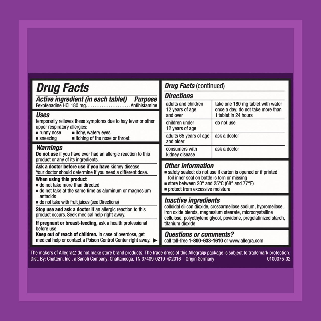 Allegra Allergy 24 Hours Allergy Relief, Non-Drowsy 30 Tablets, 3-Pack