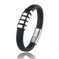 thumbnail image 3 of Hip-Hop Braided Leather Charm Bracelet for Men and Boys With Stainless Steel Clasp, 3 of 32