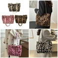 thumbnail image 2 of Leopards Print Fashion Shoulder Bag with Soft Plush Ample Storage Underarm Bags Top Handle Bag for Daily Essential, 2 of 9