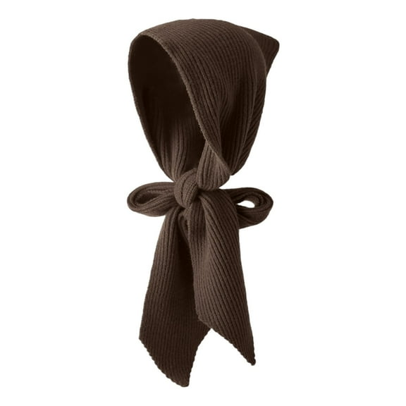 Yuanlong Womens Scarves Solid Color Ribbed Knitted Hooded Shawl One-Piece Scarf Winter Fashionable Thermal Neckwear Cape