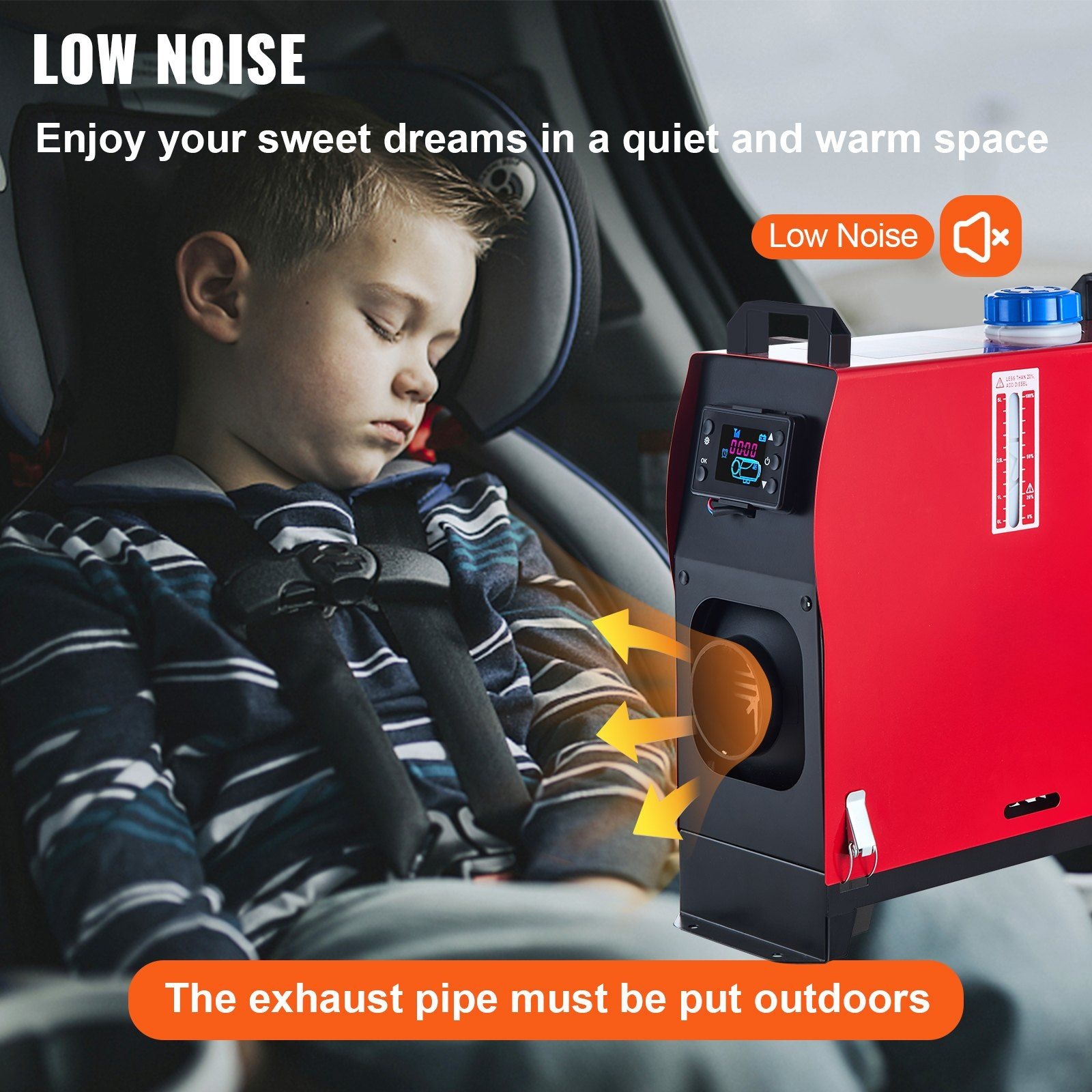 5KW 12V Diesel Air Heater All-in-One Parking Heater with Remote & LCD, for RV, Boat, Truck, Trailer, Bus - Fast Heating, Low Noise