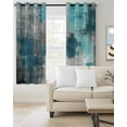 thumbnail image 2 of Teal Grey Blackout Curtains, Light Blocking Print Window Curtains, Modern Oil Painted Abstract Art Aesthetics Thermal Insulated Window Drapes for Living Room Kitchen Cafe 2 Panels, 55"W x 39"L, 2 of 9