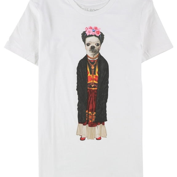 Elevenparis Mens Mexico Dog Graphic T-Shirt, White, Medium