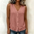 thumbnail image 5 of Noric Women's Sleeveless Button Up Tank Tops Summer V Neck Casual Solid Color Loose Fit Blouse, 5 of 6