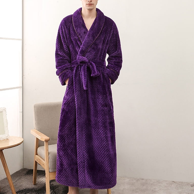 purple dressing gown ladies Feancey Winter Robes for Women Full Length Kimono Bathrobe Thicken Warm Shower Robe Cozy Soft Sleepwear Housecoat with Pockets M deep v dress