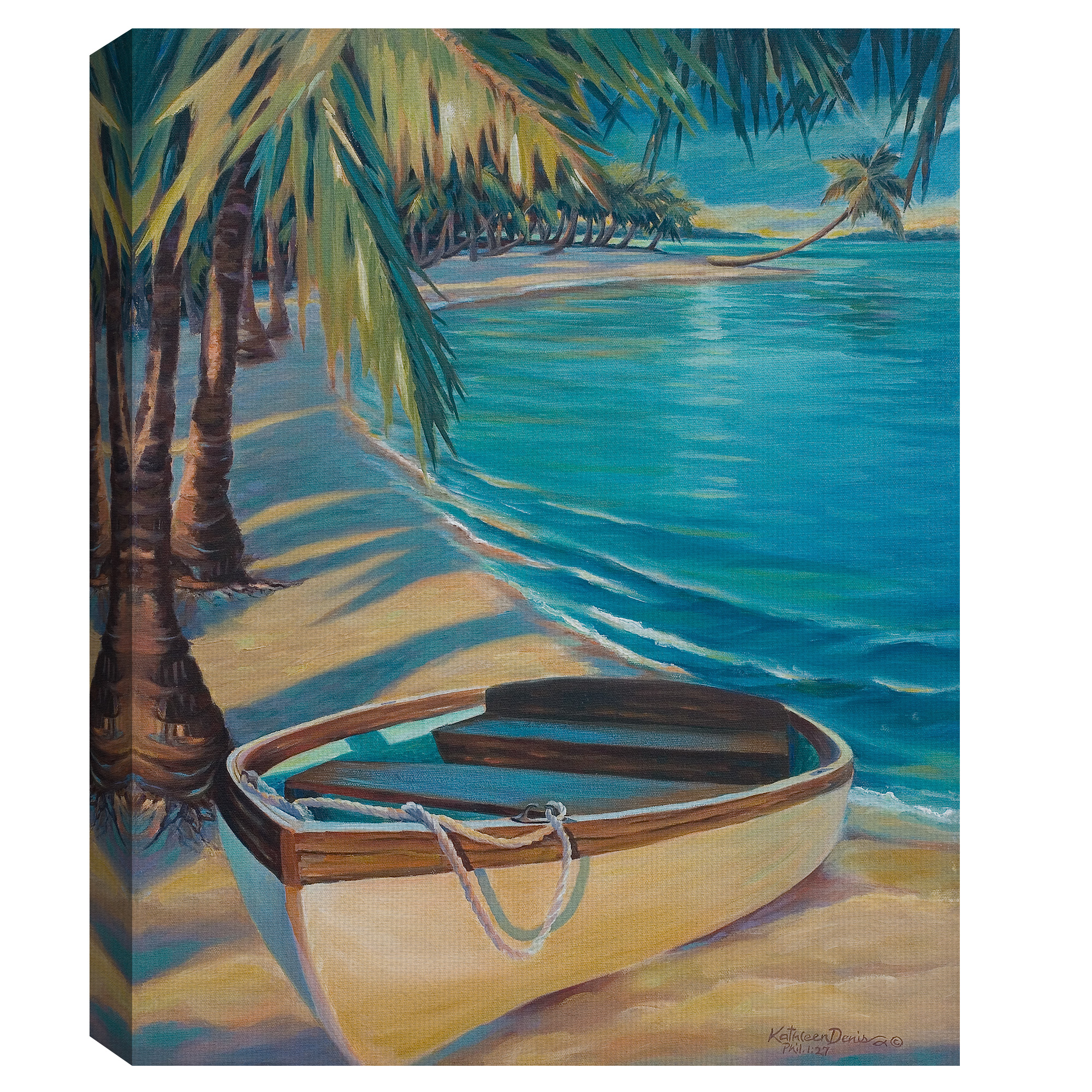 Masterpiece Art Gallery Canoe in Quiet Cove by Kathleen Denis Canvas Art Print 22" x 28"
