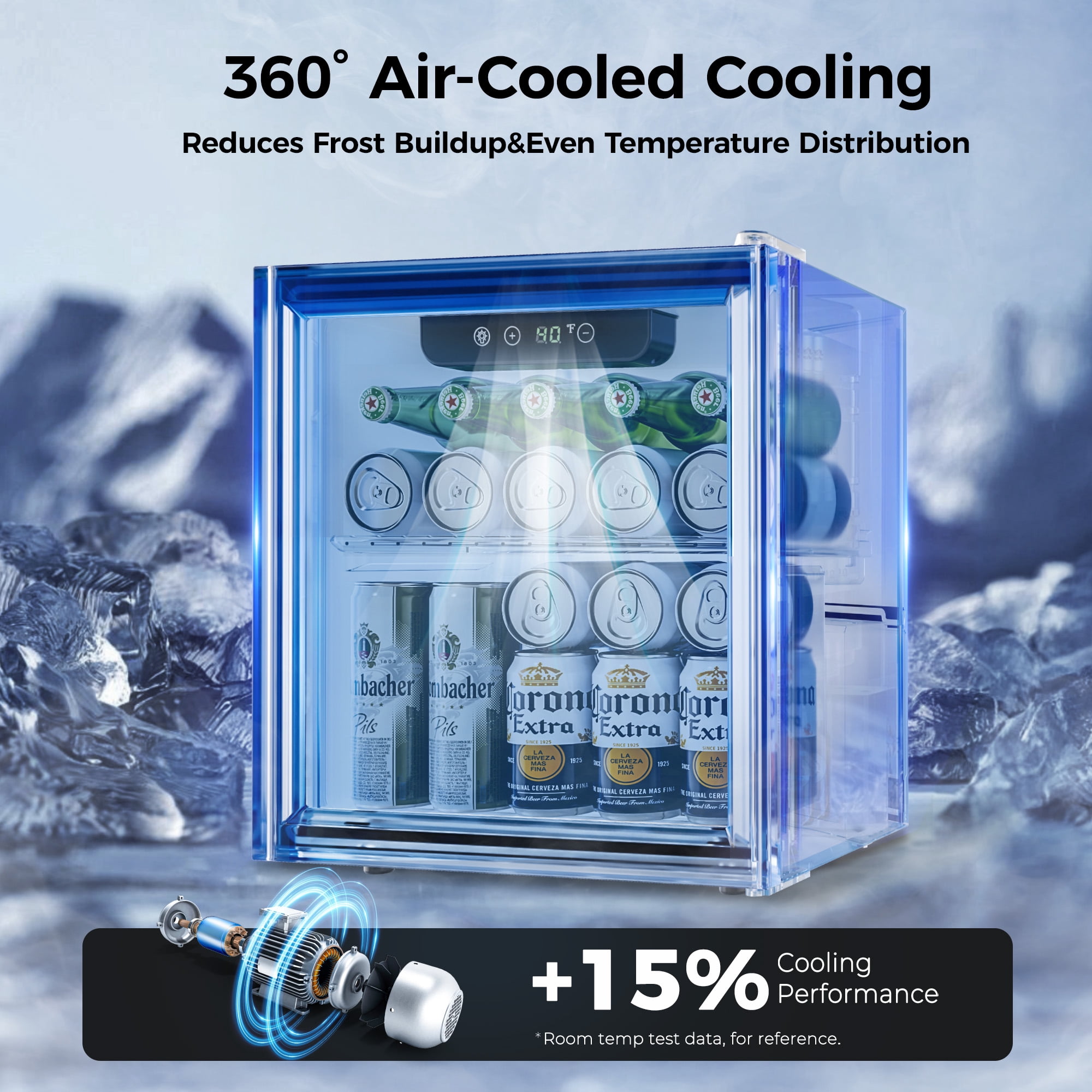 Simzlife 55 Cans Mini Beverage Refrigerator & Portable Beverage Cooler with Glass Door, Mini Fridge for Home/Office/Bar,Black