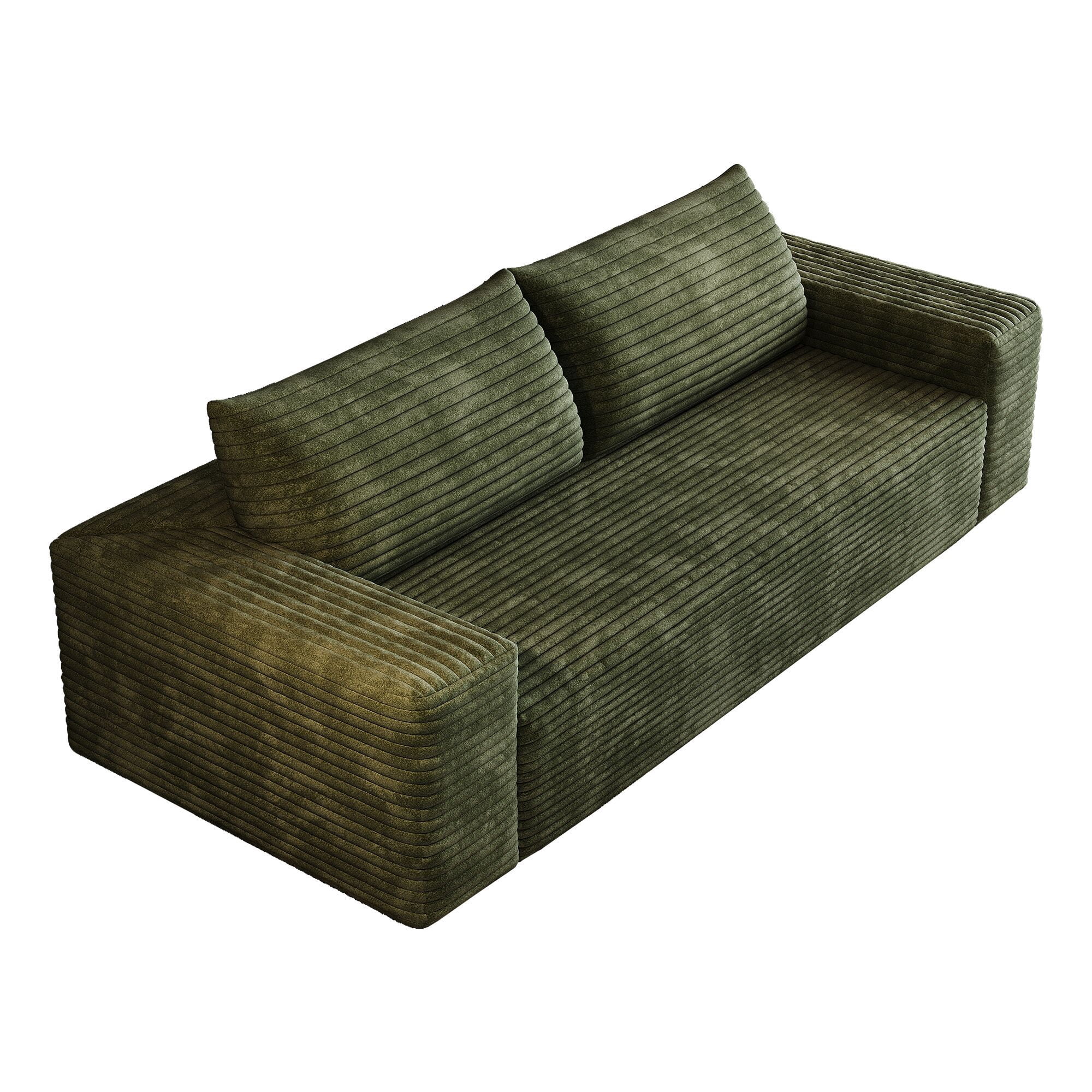 Leumius 71" Cloud Couch,3 Setaser Sofa with Deep Seat,Boneless Couch Sofa with 2 Pillows for Living Room,No Assembly Required,Green