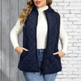 thumbnail image 1 of Plus Size Vest for Women Baeitkot Lightweight Quilted Zip Front Sleeveless Jacket with Pockets Casual Streetwear Navy XXXL, 1 of 7