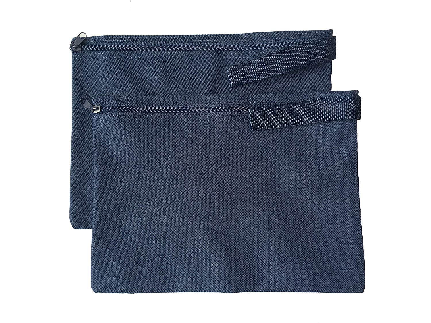 ImpecGear Document Poly Zipper Cash Bags Navy Pack of 2
