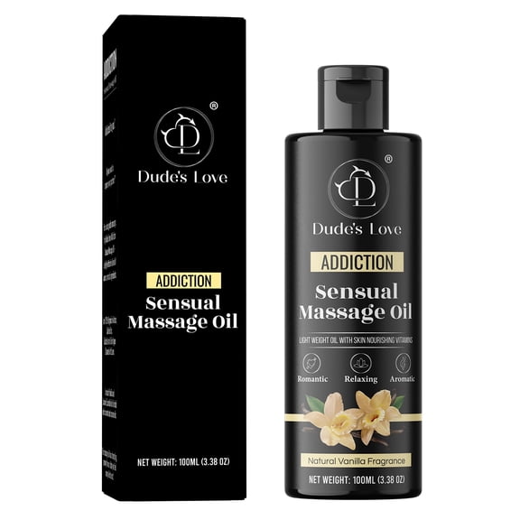 Organic Sensual Vanilla Massage Oil No Stain Non-Sticky Fractionated Coconut Oil, Natural Vanilla & Jasmine