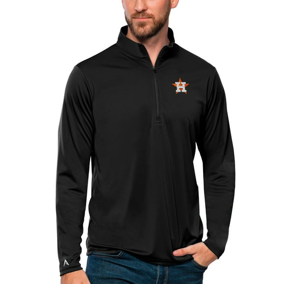 Men's Antigua Black Houston Astros Tribute Quarter-Zip Pullover Top
