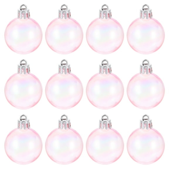 Uxcell 12Pack Christmas Iridescent Ornaments Balls, 1.57" Plastic Shatterproof Hanging Ball Christmas Tree Ornament for Christmas Holiday Party Home Decor (Pink)