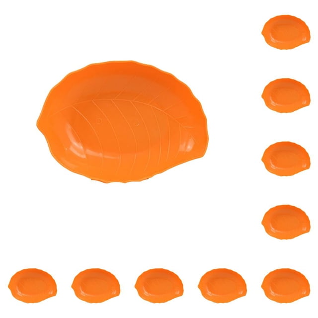 Naiovety Bandeja para aperitivos, para dulces, cesta de frutas, simulación de hojas realistas, platos de almacenamiento para ahorrar espacio, Naranja 10Conjunto