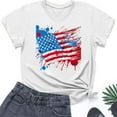 thumbnail image 4 of 4Th of July Patriotic T-Shirt for Womens Round Neck Tee Short Sleeve Tops Flag Printed T Shirts Pullover Sweater Blouses Slim Fitted Tunics Tops USA Flag Star Independence Day Blouses, 4 of 5