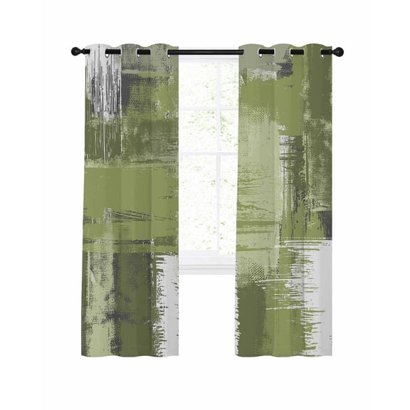 Sage Green Abstract Blackout Curtains 54 Inches Long for Bedroom, Modern Mottled Art Oil Painting Thermal Insulated Room Darkening Black Out Window Curtain Panels Grommet Drapes for Living Room