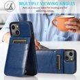 thumbnail image 6 of Jiahe Cover For iPhone 14 6.1 inch,Shockproof Wallet Case with Card Holder,Flip Premium Leather Kickstand Protective Cover,Darkblue, 6 of 6