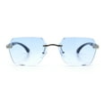 thumbnail image 3 of Luxury Rimless Beveled Rectangle Lens Jaguar Metal Figurine Arm Sunglasses Silver Black - Blue, 3 of 8