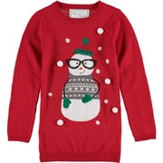 Derek Heart Girl Big Girls 7-14 Christmas Snowman Sweater (Red Large (14))
