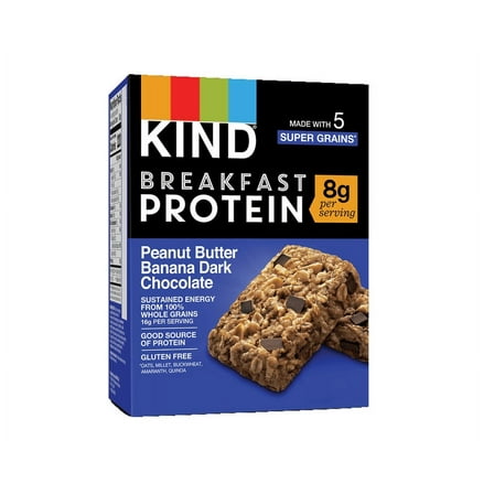 KIND Gluten Free Breakfast Protein Bars Peanut Butter Banana Dark Chocolate