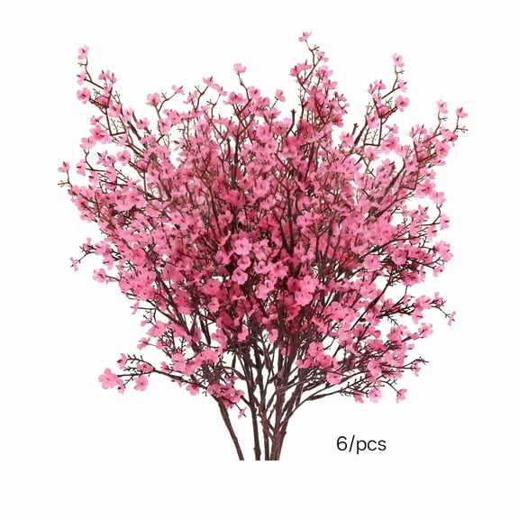 LAMIRO 6Pcs Baby Breath Artificial Flowers Real Touch Silk Flowers Bouquet Faux Gypsophila Baby Breath for Home Kitchen Wedding Table Centerpiece Vase Fillers(Pink)