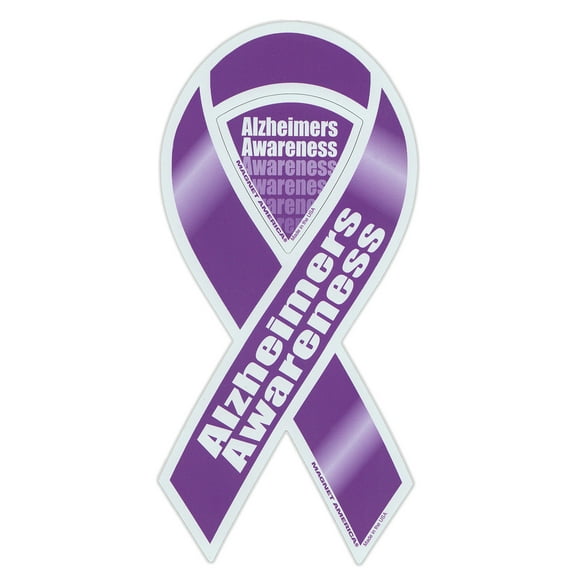 Magnetic Bumper Sticker - Alzheimer's Awareness - Ribbon Shaped Support Magnet - 4" x 8"