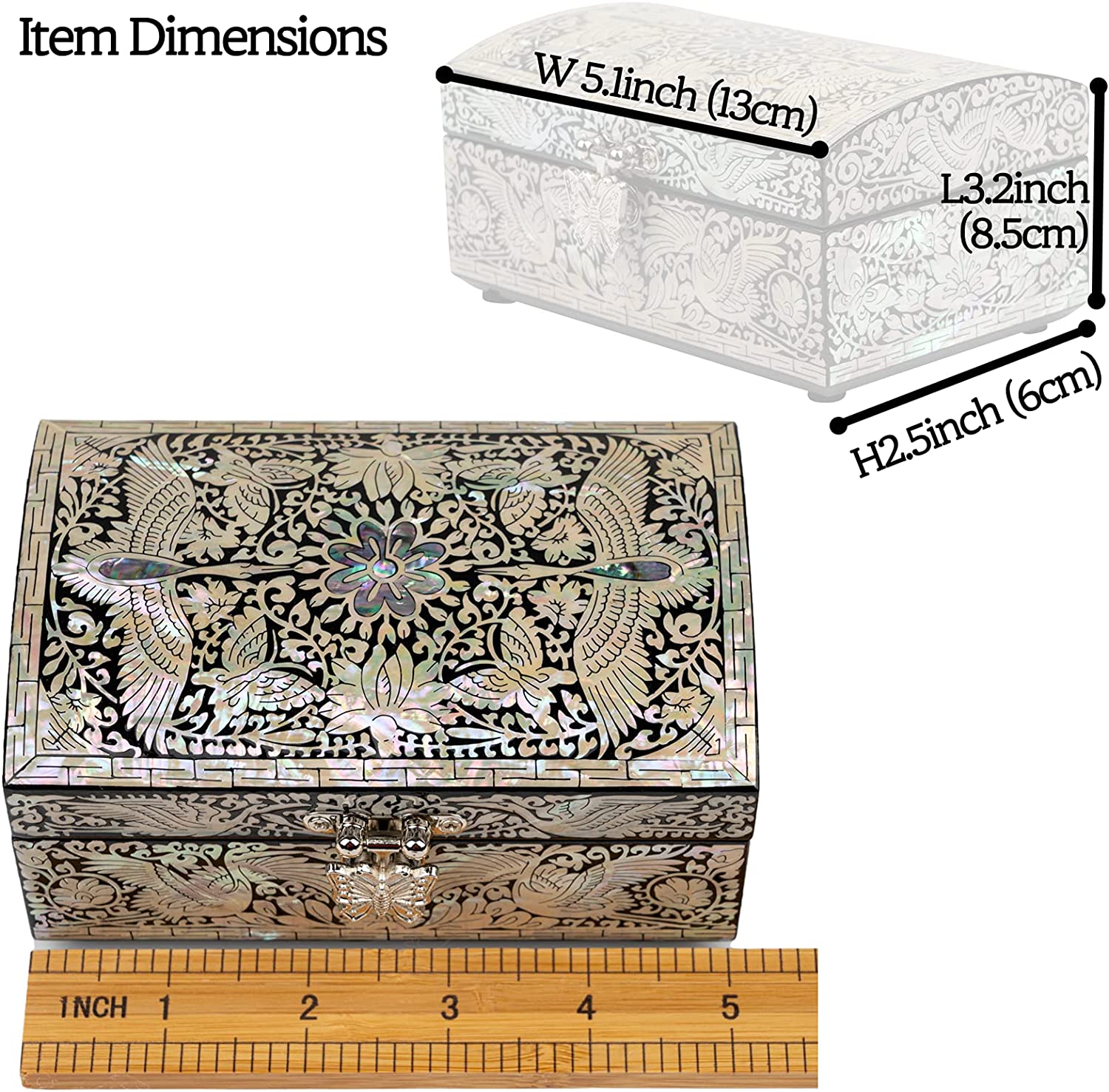 February Mountain Mother of Pearl Box - Abalone Shell Handmade Trinket Box Gifts for women who have everything