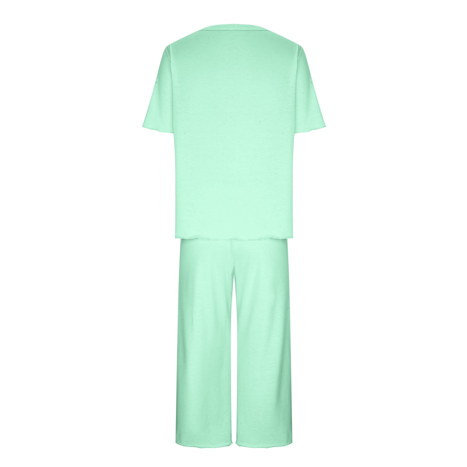 BONIXOOM Womens Pajamas Matching Christmas Pajamas Loungewear Tie Short Sleeve Sleepwear Sets Solid Mint Green XL