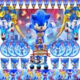 thumbnail image 2 of Juego Soniced Lightning Hedgehog Decoración para fiesta de cumpleaños de niños Diseño de escena Evento familiar Juguete Regalo Suministros para fiesta Plato de papel, 2 of 5