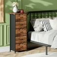 thumbnail image 3 of Eunos Tall Dresser for bedroom, 5 Vertical Fabric Drawers Nightstand, Living Room Hallway, Wood Grain Print, 3 of 8