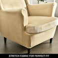 thumbnail image 4 of Wing Chair Slipcovers, 2 Piece Stretch Wingback Chair Cover Soft Velvet Armchair Covers with Elastic Bottom for Living Room Bedroom, 4 of 11