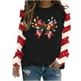 thumbnail image 4 of Black and Friday Clearance Deals Aueoeo Womens Merry Christmas Sweatshirt Graphic Print Shirt Long Sleeve Xmas Gift Party Pullover Tops Black S, 4 of 5