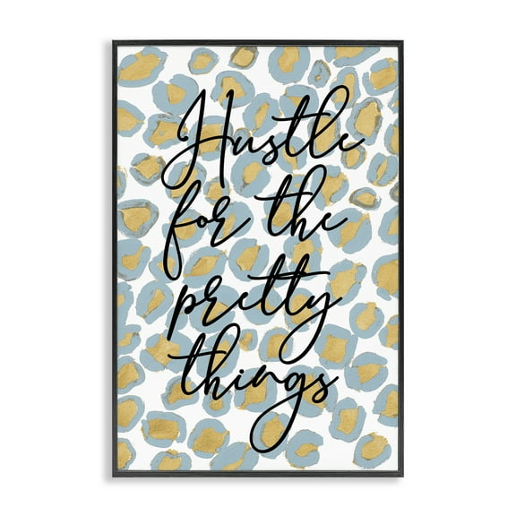 Stupell Industries Hustle For Pretty Things Typography Painting Black Framed Art Print Wall Art, 12 x 18