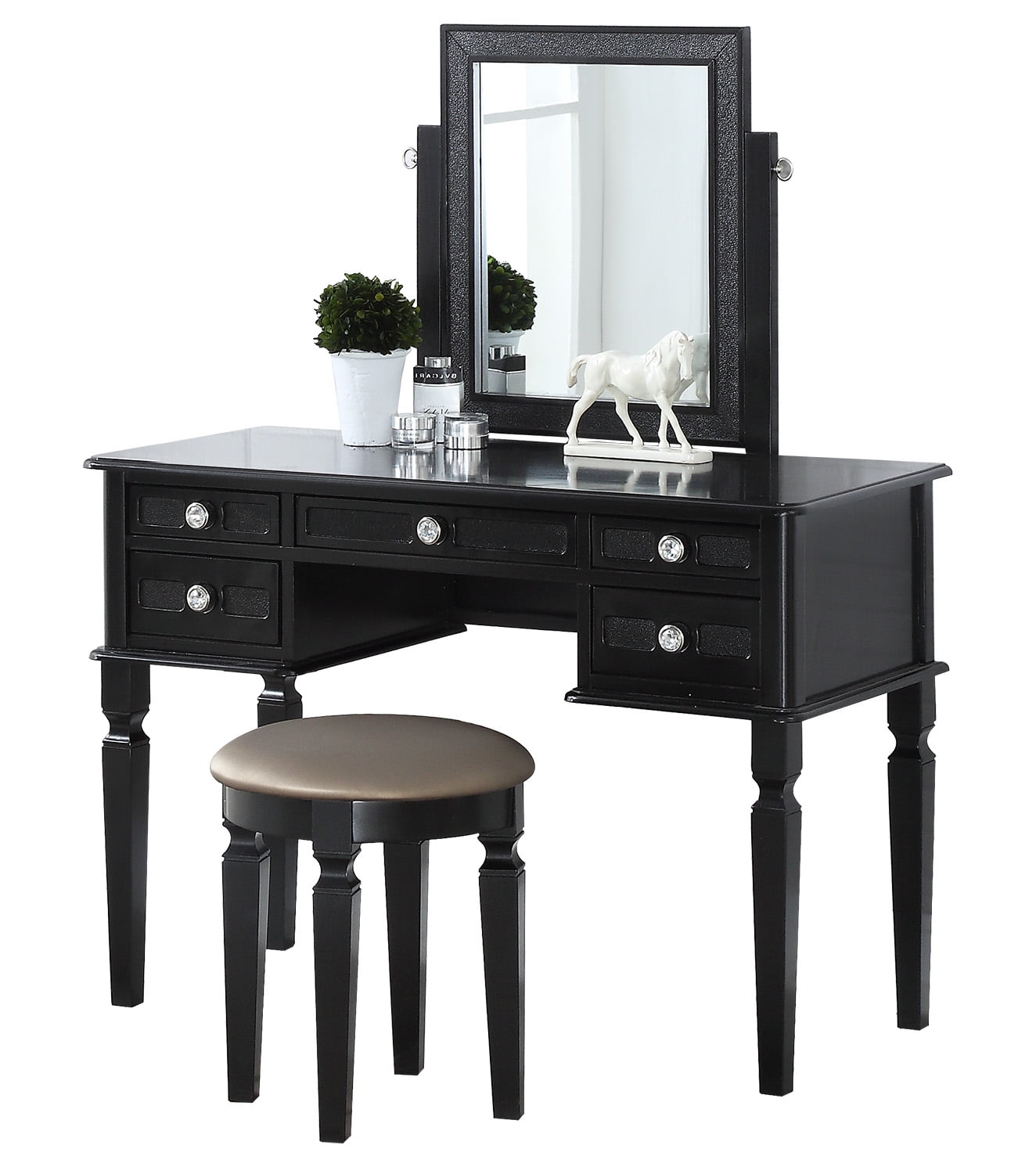 Bobkona Vanity table with stool set in Galaxy black