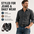 thumbnail image 6 of TRISJEM Men's Double Prong Belt, Big & Tall 39"-41" Waist, Textured PU Leather Belt with Breathable Elongated Slots, Adjustable Casual Work Belt for Jeans Work Pants, Black Dark Brown Orange, 3 Color, 6 of 8