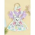 thumbnail image 3 of Bagilaanoe 3Pcs Newborn Easter Outfits Baby Girls Overalls Dress Set Short Sleeve Romper Tops + Embroidery Suspender Skirt + Headband 3M 6M 9M 12M 18M Infant Spring Casual Clothes, 3 of 9