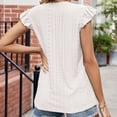 thumbnail image 4 of Pompotops T-Shirt à Col en V pour Femme, Ajouré, Manches Courtes, Haut Décontracté, Haut/chemise à Manches Courtes à Col en V, Liquidation, 4 of 4