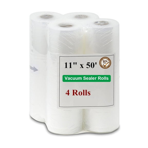 4 Rolls 11" x 50' Vacuum Sealer Bags for Food, BPA Free Food Saver Rolls, Vacuum Seal Rolls for Seal-a-Meal and FoodSaver Vacuum Sealers
