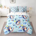 thumbnail image 3 of Homewish Kawaii Winter Penguin Twin Bedding Sets 7-Piece, Blue Snow Mountain Bedding Comforter Set, Cartoon Antarctic Animal Reversible Sheet Sets, Ultra Soft Bedroom Decor, 3 of 8