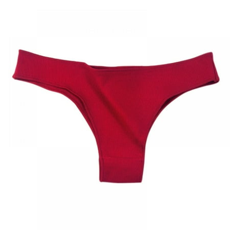 

Baywell Women Sexy Thongs Cotton Panties Low-waist Underwear Female Underpants T-back Briefs Breathable Underwear Red 77-110LBS