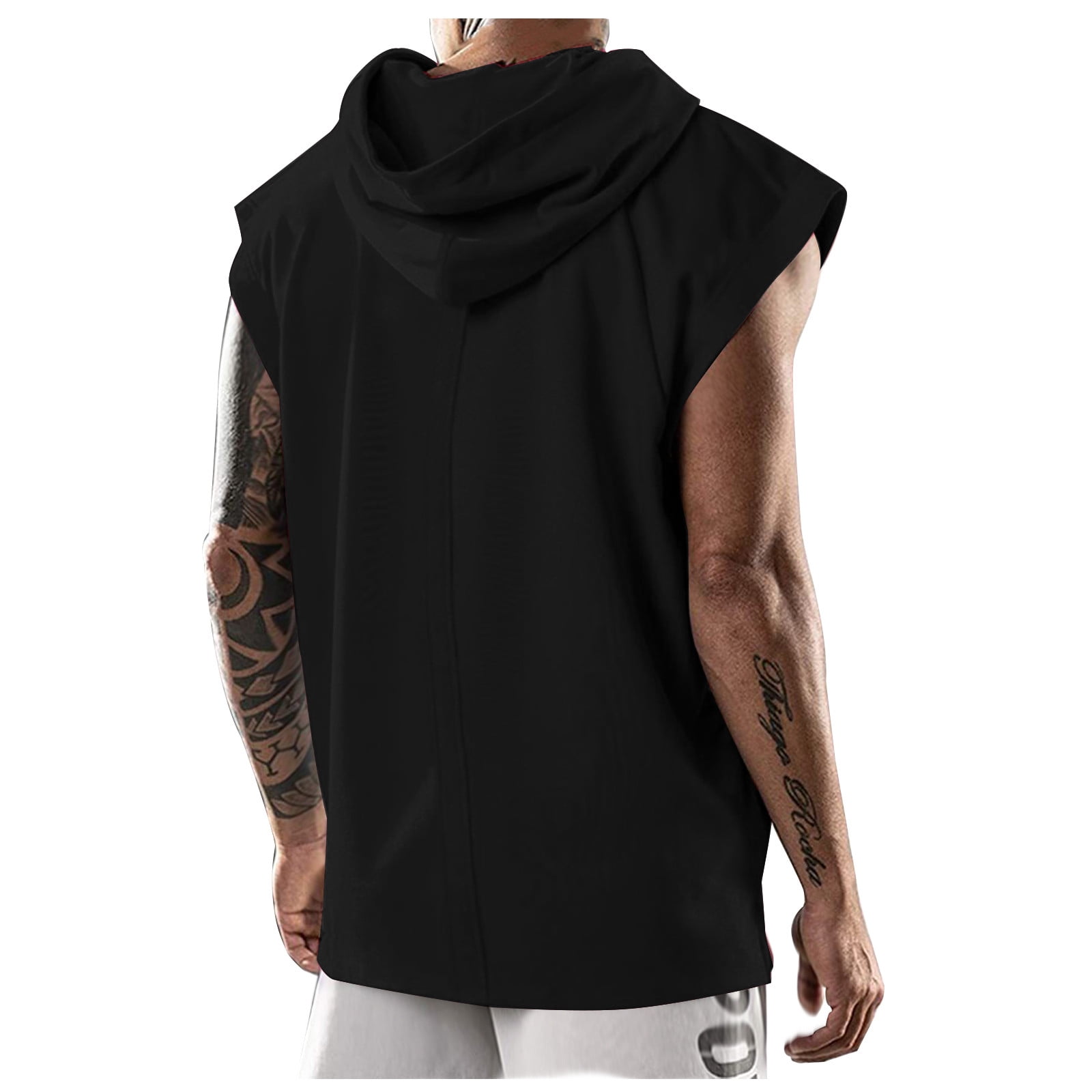 ameIAEA Men's Sleeveless Hoodies Summer Workout Casual Shirts Solid Color Beach Pullover Tops