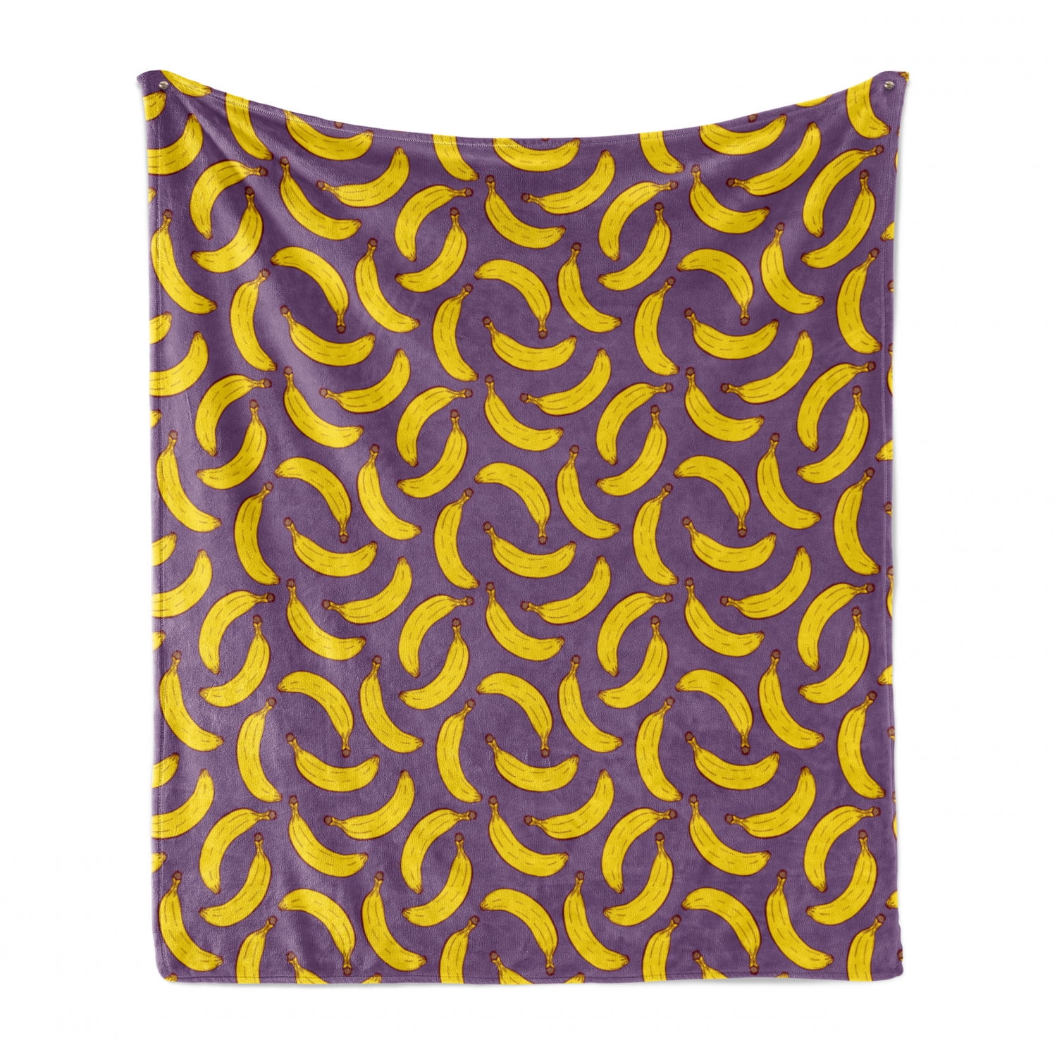 Hand Drawn Repeated Cartoon Banana Fresh Fruit Motifs on Plain Backdrop 50 x 60 Ambesonne Violet Soft Flannel Fleece Throw Blanket Yellow Pale Eggplant Cozy Plush for Indoor and Outdoor Use