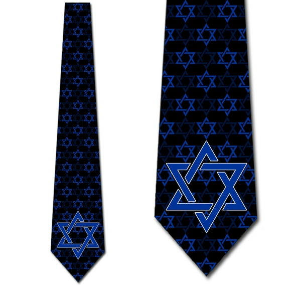Religious Ties Mens Star of David Blue Necktie by Three Rooker