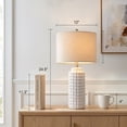 thumbnail image 4 of Oneach Modern Ceramic Table Lamp Set of 2 for Living Room Bedroom 24.5" Contemporary White Nightstands Bedside Lamps, 4 of 12
