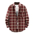 thumbnail image 6 of Mens Plaid Flannel Shirts Long Sleeve Flannel Shirt for Men Casual Button Down Brushed Soft Cotton Shirt Regular Fit with Pockets Brown L, 6 of 6