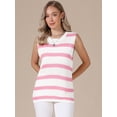 thumbnail image 4 of DARING DIVA Women's Crochet Tank Top Stripe Sleeveless Hollow Out Vest S Pink White, 4 of 6